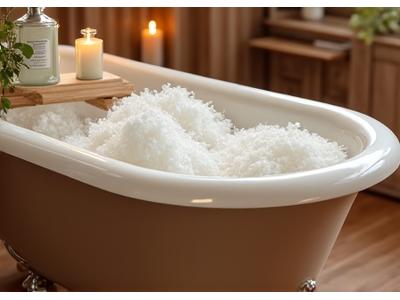 泡立つバスタブとアロマオイル