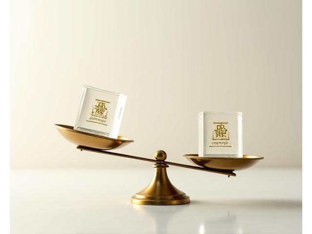 揺れる天秤の上に、片方にリスク、もう片方に保証の文字が乗っている抽象的なイメージ